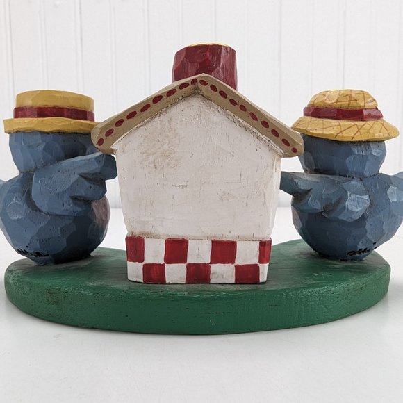 Vintage Eddie Walker Candle Holder Blue Bird Couple Birdhouse Holds 3 Candles - Picture 5 of 13